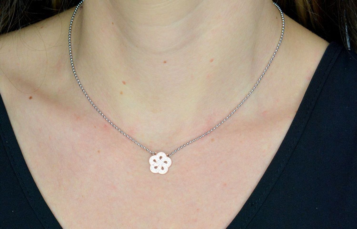 Naszyjnik stalowy Nomination Italy Soffio d'amore różowe złoto Kwiat 134004 059.png